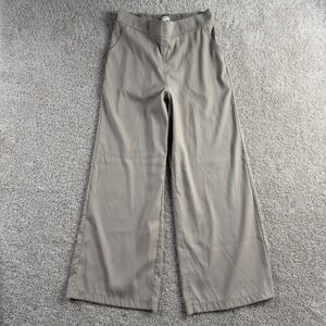 Max Studio Dress Pants Womens L Beige Twill Pull On Elastic Waist Pockets Casual